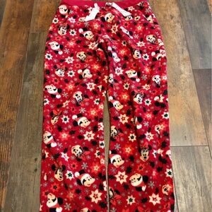 Women’s Walt Disney parks red fleece Mickey & Minnie Mouse lounge pants medium